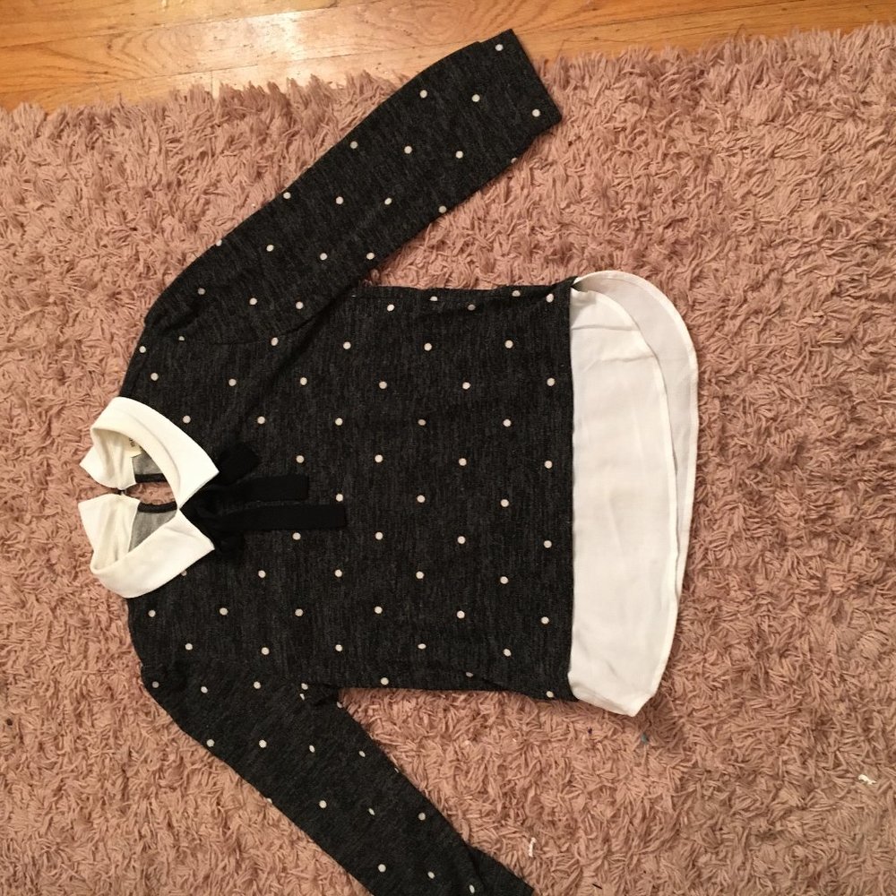 Black & White Polka dot tie blouse